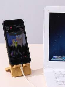 1/2 件装现代简约木质手机支架 - 符合人体工学，适合懒散人士，预留充电口，可拆卸设计，轻巧便携，节省空间，兼容 、桌面办公平板电脑，稳固便携，生日、家人、朋友礼物，手机支架，手机配件 - 原竹色 - 查看 18