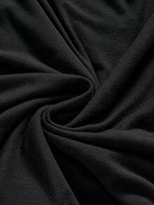 ROMWE Goth Gotisk korsad mesh, transparent spetsmönster, off-shoulder-topp med polotröja och bodycon för kvinnor - Svart - Visa 4