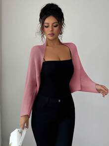 Elenzga 女式蝙蝠袖开衫，百搭，优雅，适合度假，节日，高端品牌，针织毛衣 - 西瓜粉 - 查看 6