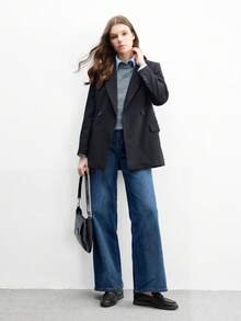 CUCCOO BIZCHIC 女士时尚黑色 PU 皮革舒适休闲乐福鞋，适合通勤、户外、购物、工作、日常穿着 - 黑色 - 查看 10