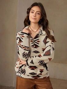 Wildy Women's Half-Zip Sweatshirt,Long Sleeve Tops In Fall/Winter - Multicolor - View 3