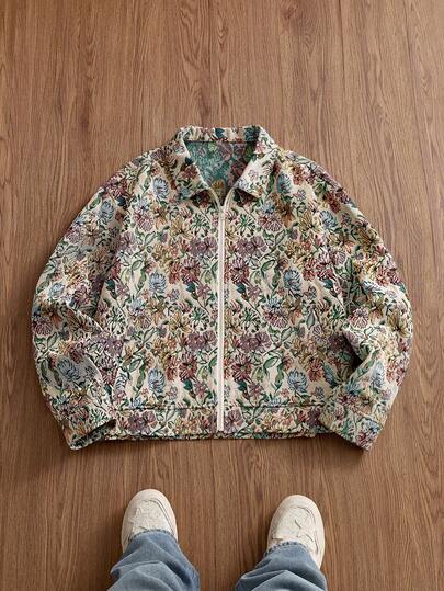 EASEVO 加大码男士提花长袖拉链外套