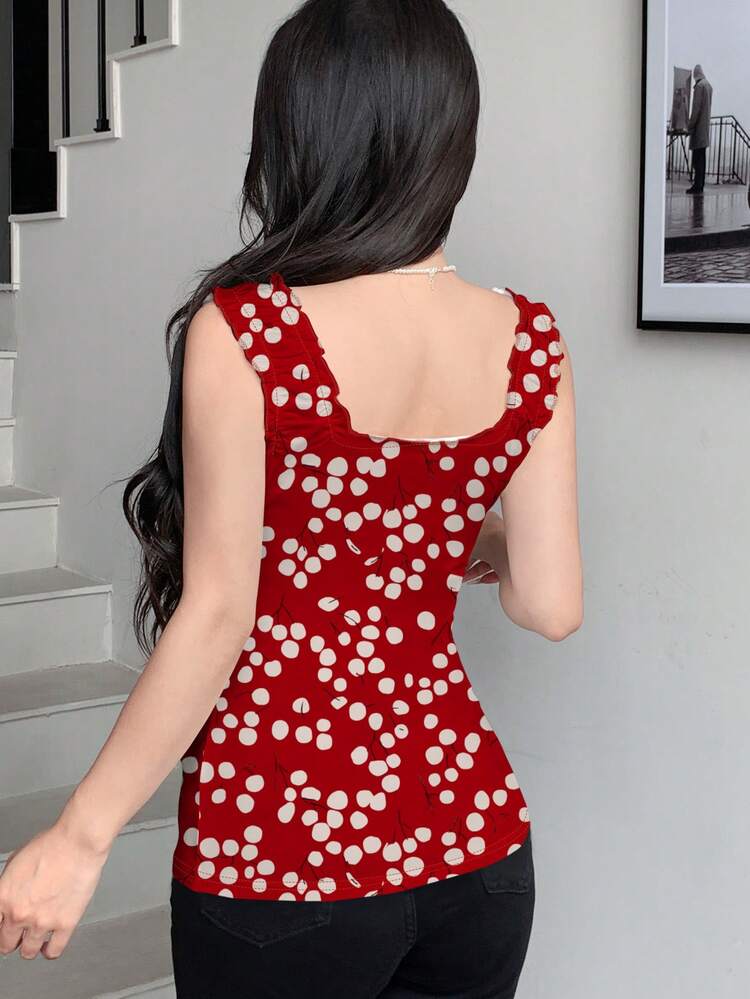 Modelyn Cherry Minimalist Digital Print Bowknot Camisole For Women - Multicolor - View 2