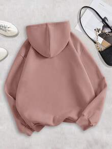 INAWLY Women's Heart Slogan Graphic Print Regular Fit Long Sleeve Sweatshirt - Rusty Rose - View 2