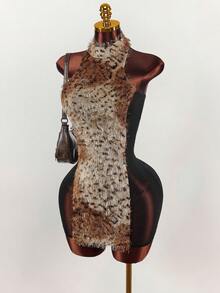 Amplova Váy ôm sát mini phối lưới, cổ yếm hở lưng gợi cảm & thời thượng, thích hợp cho các buổi hẹn hò, tiệc tùng, năm mới, thu đông - Nhiều màu - Xem 8