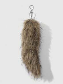 ROMWE 1pc Random Color Y2K Soft Fluffy Ombre Faux Fox/Wolf Tail Keychain, Vintage Grunge Goth Aesthetic, Suitable For Women, Girls, Girlfriends, Daily Wear, Holiday Gift - Multicolor - View 19