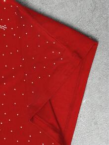 Manfinity Roghcode 男士休闲宽松短袖T恤，黑色，水钻设计，宽松版型，成熟街头风，适合通勤、日常穿着、返校、度假，是送给男友/老公的绝佳礼物，情侣款红色图案T恤，男士红色T恤，红色T恤，水钻十字架T恤，水钻T恤 - 紅色 - 查看 6