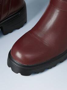 CUCCOO GRLICON 女士踝靴，Y2K风格，朋克风，机车风，酷女孩风，适合万圣节、圣诞节、派对等场合 - 酒紅色 - 查看 4