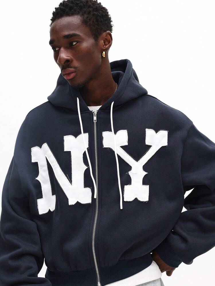 Zip Up Hoodie With NY Applique