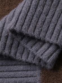 Livesso Women's Loose Business Casual Striped Letter Pattern Knit Pullover Sweater, Fashionable Street Style For School Season, Autumn/Winter - Blue - View 9