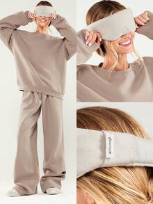 GLOWMODE 休息和发光靠垫舒适柔软亲肤钩环扣耳塞口袋眼罩旅行飞机驾驶日常休闲装 - 米色 - 查看 8