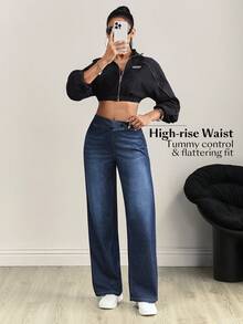 Flexra Women's V-Shaped Cross Design Elastic Waist Pocket Distressed Fashionable Jeans