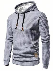 Manfinity Homme Men's Autumn Letter Print Drawstring Hooded Casual Sweatshirt - Light Grey - View 1