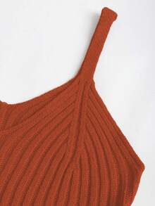 Sweetra Bộ 2 áo len dệt kim ấm áp thường ngày cho nữ và chân váy dài, áo crop top tay dài cổ cao dáng rộng và chân váy, thời trang Thu/Đông - trái cam - Xem 6