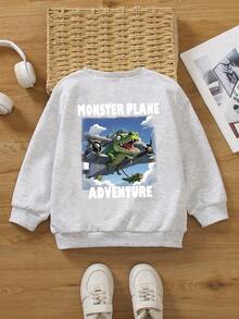 Boys' Minimalist Print Crew Neck Long Sleeve Sweatshirt - Light Grey - View 3