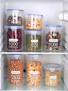 Airtight Grain Storage Container Plastic Food Canister With Locking Lid, Clear Dry Goods Organizer For Flour, Rice & Cereal | Kitchen Pantry Essentials - Clear - View 10