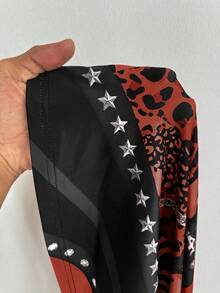 Flirla Plus Size Punk Digital Print Fashion Pants - Coffee Brown - View 6