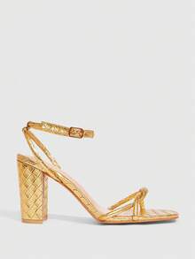 CUCCOO SZL New Summer Thick Heel Buckle Strap Strap High Heels - Gold - View 4