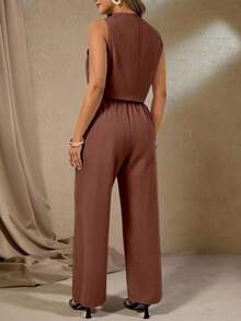 Roveilla Plus Size Suit Sets Brown 2 Piece Set Short Jumpsuits For Woman Brown Jumpsuit Women Swing Suit Women Rompers For Women Elegant
