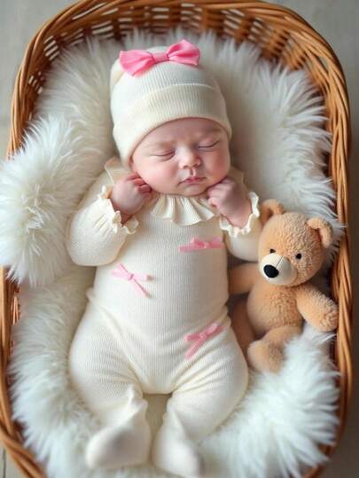 Conjunto de 3 piezas de ropa de bebé niña recién nacida para otoño, estilo princesa con mono, adecuado para 100 días, primavera/otoño