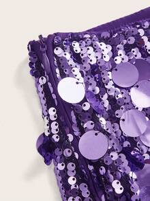 SHEIN ICON 黑色紧身高腰超短女式迷你裙 - 紫色 - 查看 3