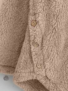 EMERY ROSE Women's Elegant Plush Long Sleeve 2 Pieces Loungewear Set, Autumn/Winter - Khaki - View 4