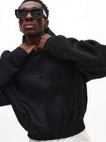 SUMWON Graffiti Pullover Hoodie With Drawstring And Centre Pocket For Casual Streetwear Style - Black - View 5