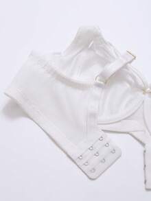 1 件女士花卉提花镂空设计时尚钢圈文胸 - 白色 - 查看 10