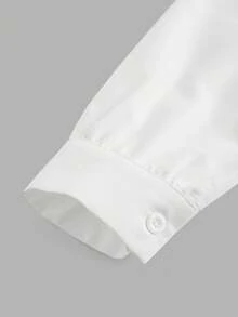 青少年女孩优雅长袖衬衫领连衣裙，二合一设计，非常适合春季、秋季和冬季休闲通勤穿着 - 彩色 - 查看 4