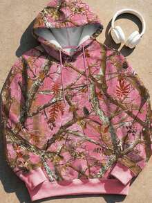 Rovax Women's Pink Camouflage Branch Pattern Sweatshirt - Pink - View 4