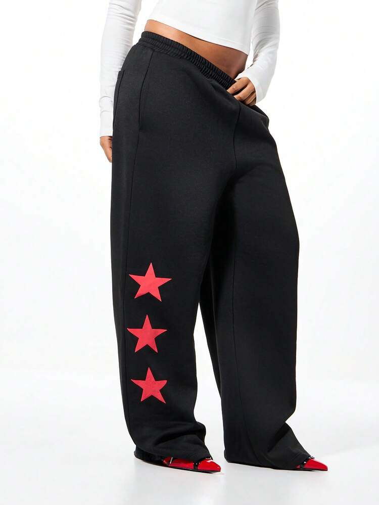 SUMWON WOMEN Oversized Star Detail Joggers With Drawstring