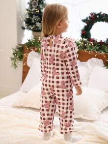SHEIN Set de 2 piezas Mono con volantes y estampado floral + Mono vestido con decoración de lazo lindo para bebé niña, conjunto combinado - Multicolor - Ver 2
