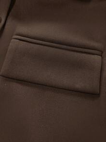 Franclia 女士新款时尚金色纽扣装饰A字裙（配腰带） - 卡其色 - 查看 5