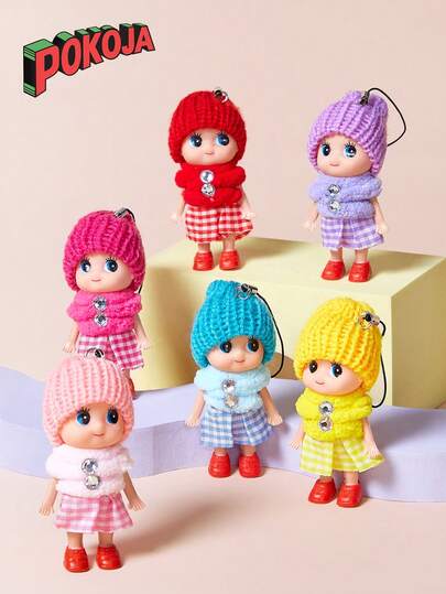 2pcs/4pcs/6pcs Random Cute Plush Doll Keychains - Confused Doll, Clown Doll Ornaments For Phone/Bag