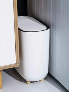 1pc Slim Garbage Can With Lid, Ideal For Bathroom & Narrow Spaces,Light Luxury Slit Trash Can,Kitchen,Bathroom,Home,Household Supplies