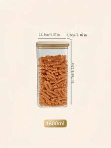 Recipiente hermético cuadrado para almacenamiento de alimentos con tapa de bambú - Canister transparente para cereales/té de cocina - transparente - Ver 11