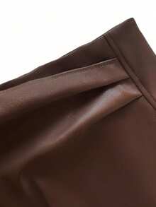 Sweetra 女士性感紧身迷你裙，纯黑色，复古美式风格，四季皆宜 - 棕色 - 查看 5