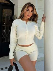 Maria Perezxox كارديجان مزر مضفر بأكمام طويلة، قمصان مناسبة للعطلات الصيفية والأعياد والخريف والشتاء والاستخدام اليومي في المكتب وأعياد الميلاد - كريم - مشاهدة 4