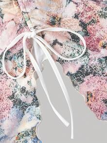 SHEIN MOD 女士时尚花卉打结抹胸上衣，花卉抹胸上衣，无肩带衬衫，印花上衣，适合度假、海滩、新年等场合，优雅派对上衣，女士海滩装，海滩时尚，别致女士上衣，花卉上衣，粉色上衣，美学上衣，节日，乡村，下午茶派对，夏季度假上衣，情人节女士上衣，春季女士上衣 - 彩色 - 查看 5