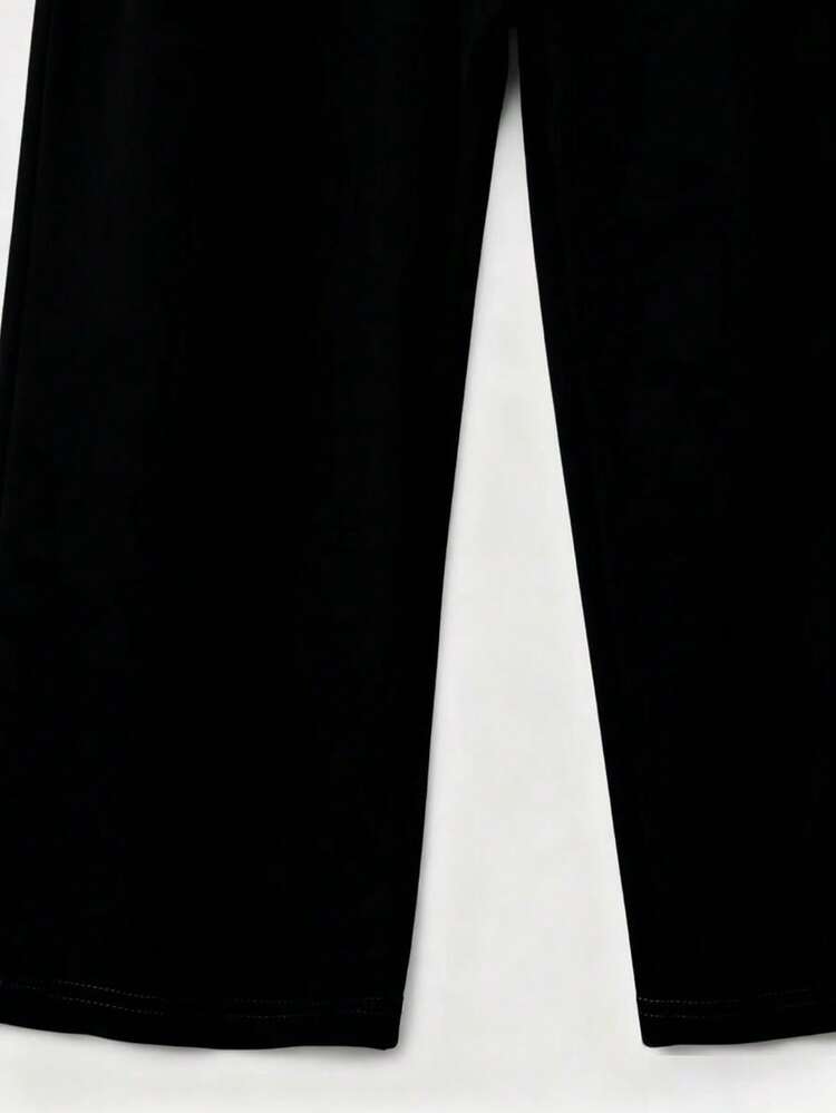 مجموعة من قطعتين للبنات، بلوزة رياضية فضفاضة بياقة دائرية وأكمام طويلة وربطة عقدة، وبنطلون ساق واسعة، مناسبة للارتداء اليومي - رمادي فاتح - مشاهدة 4