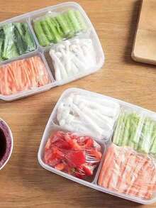 1个白色PP多格食品收纳盒，适用于厨房 - 透明色 - 查看 6