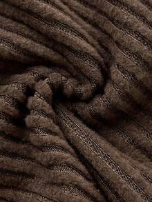 Elamini 棕色针织羊毛罗纹面料两件套，带围巾的开衫，前襟纽扣，翻领，长喇叭袖，开衩下摆，女士修身衬衫，秋冬，时尚，通勤、办公室、教师、学校、优雅、浪漫、休闲日常穿着 - 棕色 - 查看 3