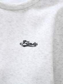 SHEIN Explorewe Tween Boys Multi-Piece Casual Boys Embroidered Letter Crew Neck Long Sleeve Sweatshirt With Loose Fit Pants, Featuring English Letter Graphics, Relaxed Silhouette, Comfortable Fabric, Suitable For Halloween, School, Street Dance, Night Party, Live House, Music Concerts In Autumn/Winter - Multicolor - View 3