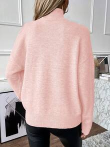 EMERY ROSE Áo len chui đầu dài tay trễ vai tối giản màu trơn dành cho nữ - Màu Hồng baby - Xem 3