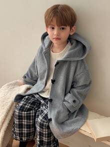 DAZY Young Boys Solid Color Single Breasted Hooded Overcoat