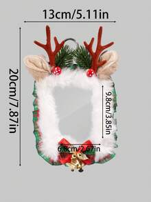 ROMWE Kawaii 1pc Cute Christmas Reindeer Card Holder, Plush Bow Bag Charm, 3-Inch Decorative Card For Autumn/Winter Atmosphere - red-green - View 2