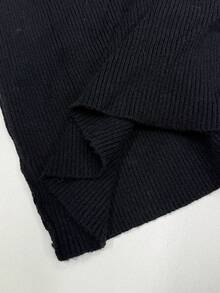 SHEIN Unity Autumn/Winter New Black Off-Shoulder Sexy & Elegant Italian Lady Style Commuter Modern Street Short Knit Dress - Black - View 7