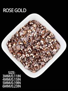 2000pcs 3-6mm Silver Flat Rose Gold Resin Rhinestones, Round Jelly Gemstones For Making Accessories Shoes, Clothes, Cosmetics, Bags, Decoration - Rose gold - View 3
