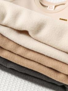 Cozy Pixies 6pcs Baby Boy Soft Knit Jacquard Crew Neck Long Sleeve Sweatshirt And Elastic Waist Pants Set Baby Set Autumn Winter Season Neutral Baby Clothes Mocha Baby Clothes Baby Boy Winter Sets Baby Casual Sets - Multicolor - View 7