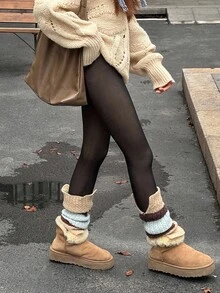 Dazy Kids Teen Girls Casual Everyday Commute Versatile Thermal Lined Black Leggings